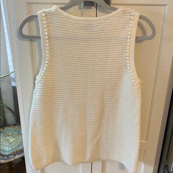 LOFT IVORY Textured Sleeveless sweater tank 100% cotton NWOT - Picture 4 of 5